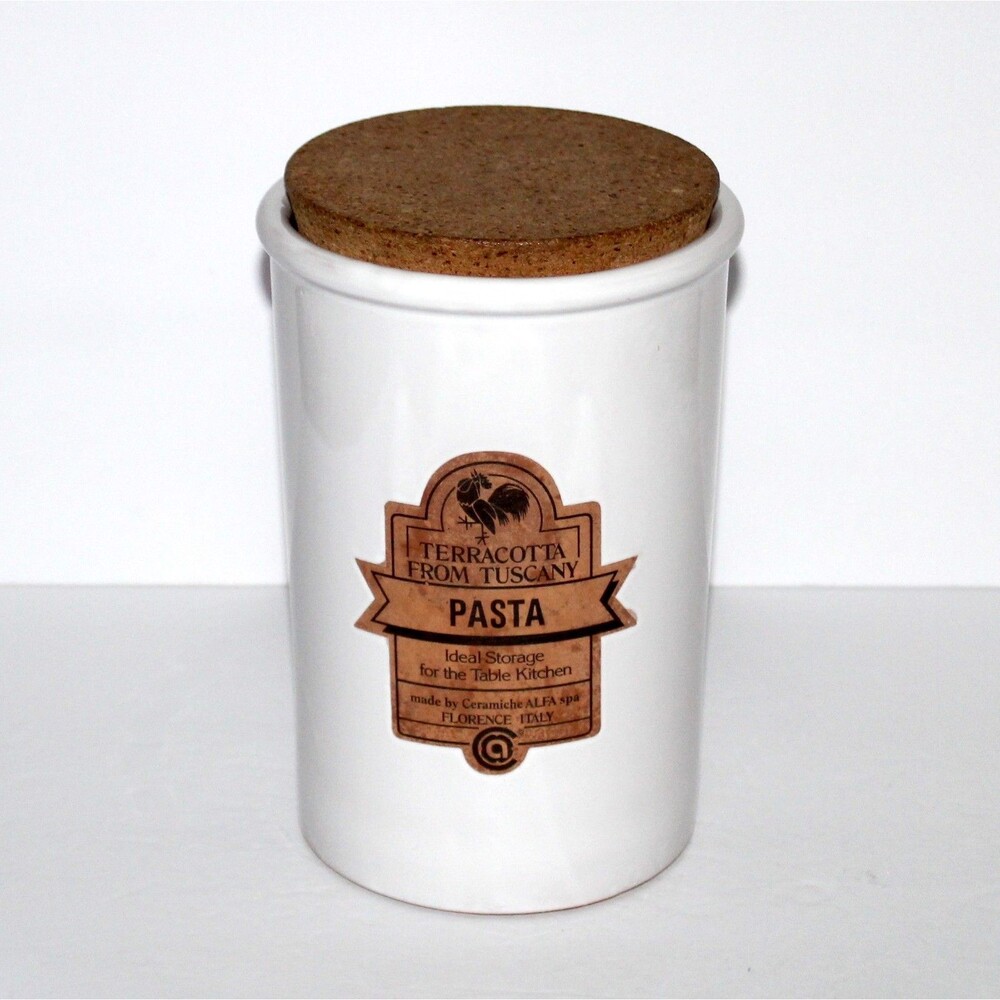Pasta Canister Terracotta from Tuscany Florence Italy Ceramiche Alfa Spa white